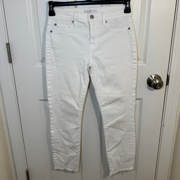 7 for all mankind white Roxanne ankle jeans with raw hem - Picture 2 of 12